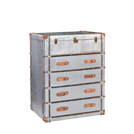 Gfancy Fixtures 42 in. Aluminum Four Drawer Standard Dresser, Silver GF3674653